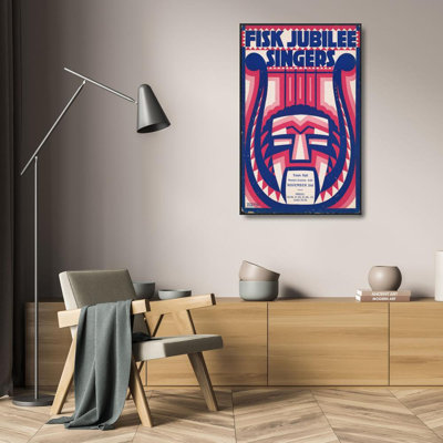 "Conception graphique pour les chanteurs du jubilé de Fisk.] [Affiche de concert avec motif de harpe et de masque" par Winold Reiss - Art mural sur toile tendue avec châssis