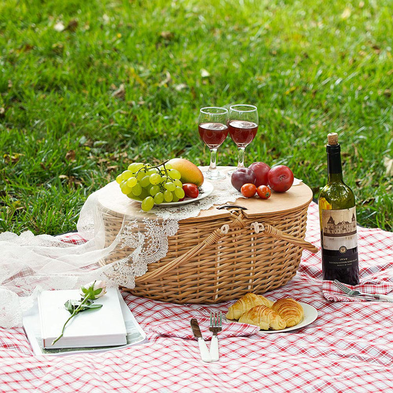 Panier en osier, service pour 2