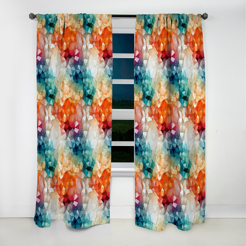 Colourful Playful Polyhedral Wonders - Abstract Geometric Blackout Curtain - 1 Panels, 52" W x 63" L