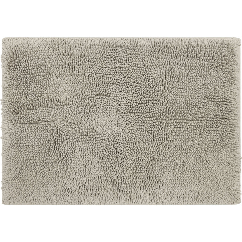 Dinuba Solid Plush Pile Stain and Fade Resistant Non-Slip Machine Washable Bath Rug, 24" W x 60" L, Silver