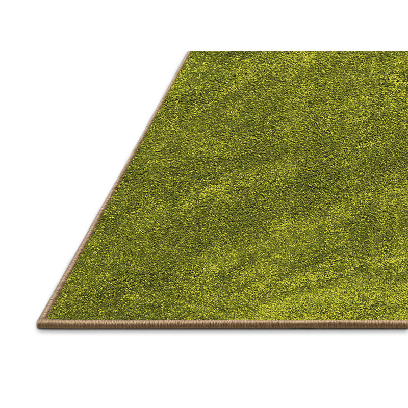 Tapis uni en laine / polyester tissé à la machine couleur chartreuse, Rectangle 2 pi x 3 pi