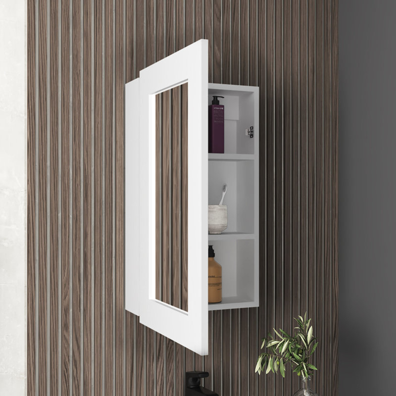 Armoire à pharmacie étroite de 25,7 po x l 15,7 po pour salle de bain et cuisine blanche - peu encombrante, 3 tablettes à l'intérieur, porte à miroir élégante, installation simple, pour épargner, intérieur, incroyablement facile