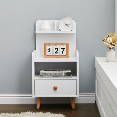 36.5cm W MDF Wood, Metal Bedside Table