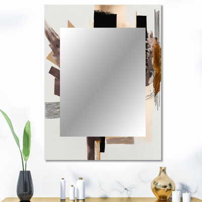 Warm Watercolor Abstract I - Abstract Unique Wall Mirror Decor, Black Large Mirror, Printed Metal Art