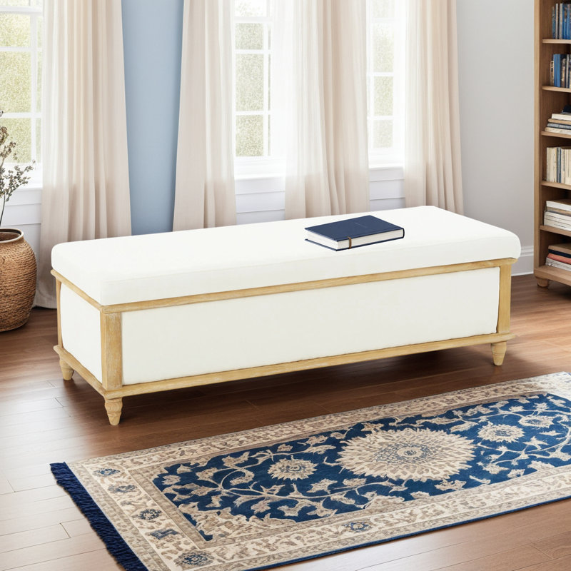 Banc de chambre rustique avec couvercle relevable, Blanc