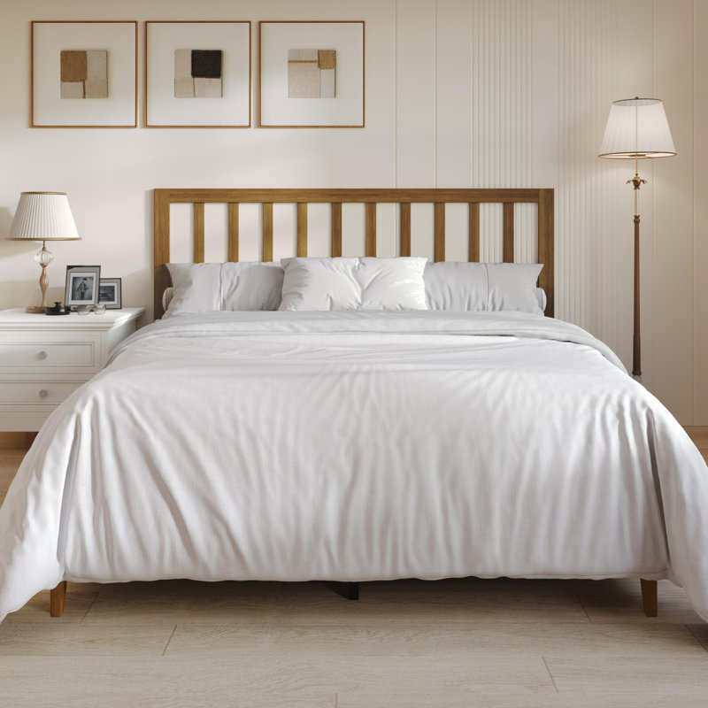 Grand lit plateforme en bois massif Lancaster, Brun, Grand lit