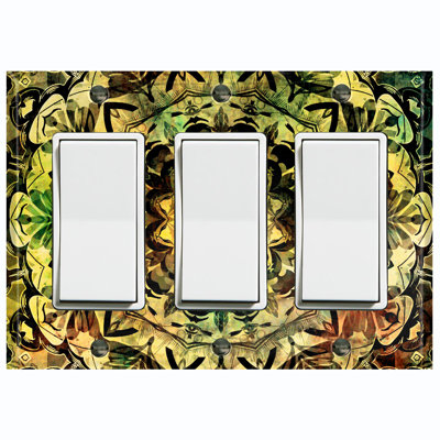 Green Mandala Meditation Religious Themed 3 - Gang Toggle Light Switch Standard Wall Plate
