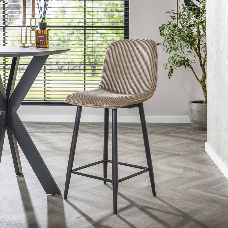 Kittanning Upholstered Counter Stool with Metal Frame, White