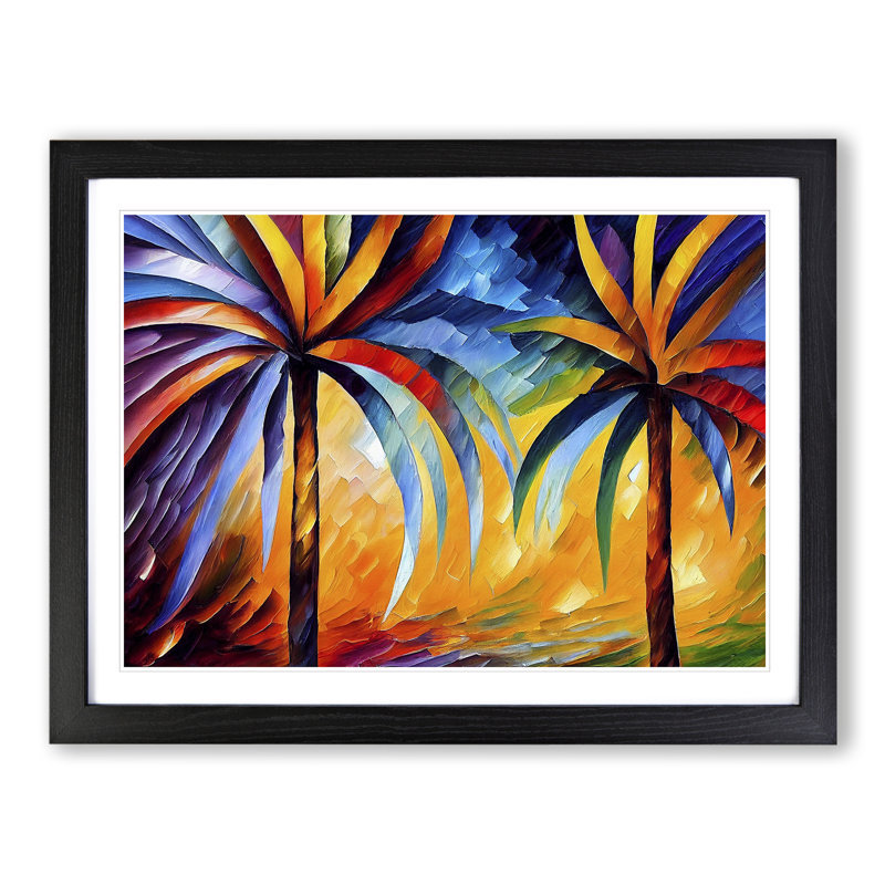 XH1022-6760X Palm Tree Vol.4 1 Piece Single Picture Frame Painting, 34cm H x 46cm W x 2cm D, Black Framed