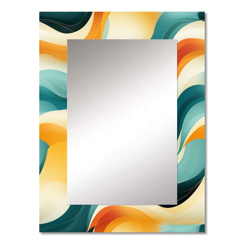 Mod Wave Revival - midcentury  Large Mirror, Mid-Century Modern Decorative Wall Mirror, Printed Metal Art, 32" x 24"