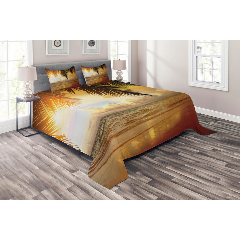 Hypnotic Coastal Polyester Coverlet, King Bedspread + 2 Shams