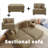 4-Piece Upholstered Camel Corduroy Modular Sectional Sleeper Sofa Set With Armchairs & Removable Ottomans-2132590695