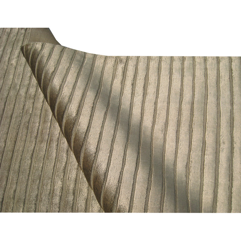 High Low Striped Area Rug in Khaki, Rectangle 12' x 15'