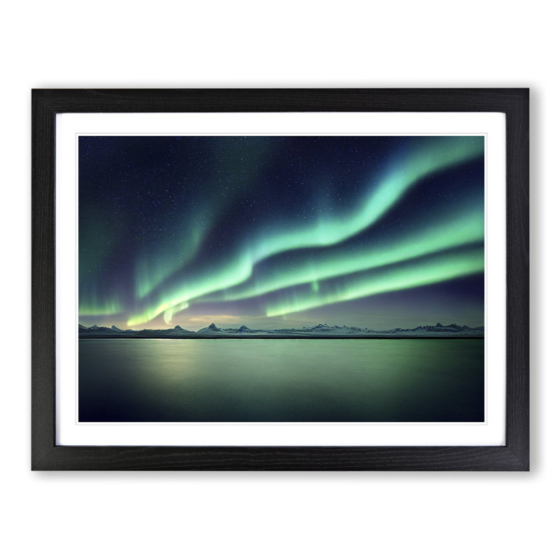 Dreamy Northern Lights - Single Picture Frame Print, Black, 25cm H x 34cm W
