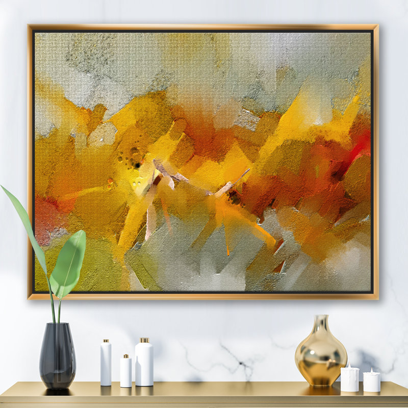 Coups de pinceau à l'huile - reproduction d'art sur toile, H 12 po x l 20 po x p 1 po, Toile encadrée d'or