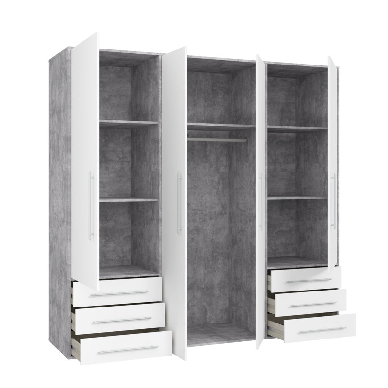 Michayla 4 Door Manufactured Wood Wardrobe