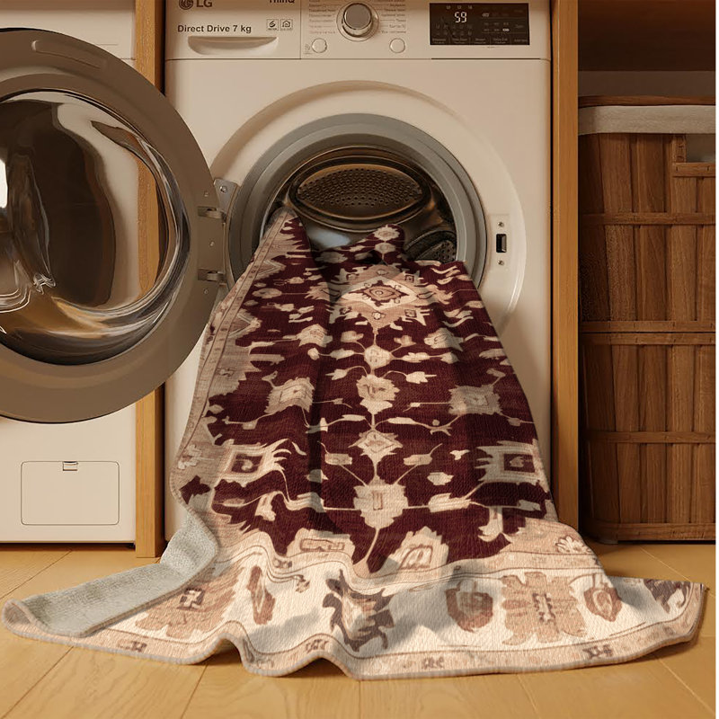 Machine Washable Overdyed Brown Area Rug, Rectangle 2' x 3'