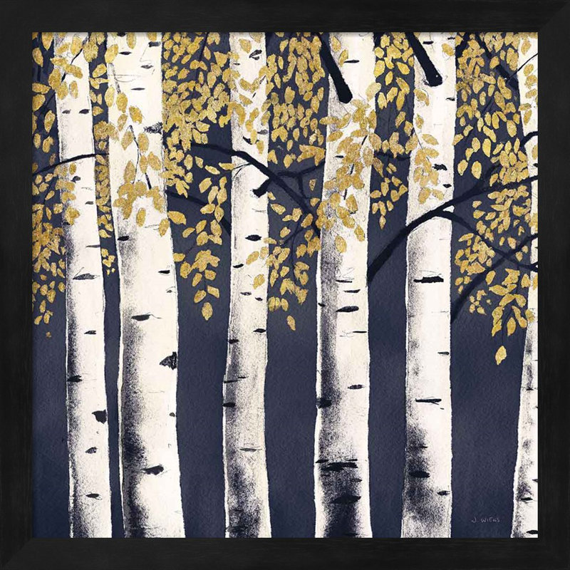 Fresh Forest Indigo Landscape Canvas Print Set with Black Frame