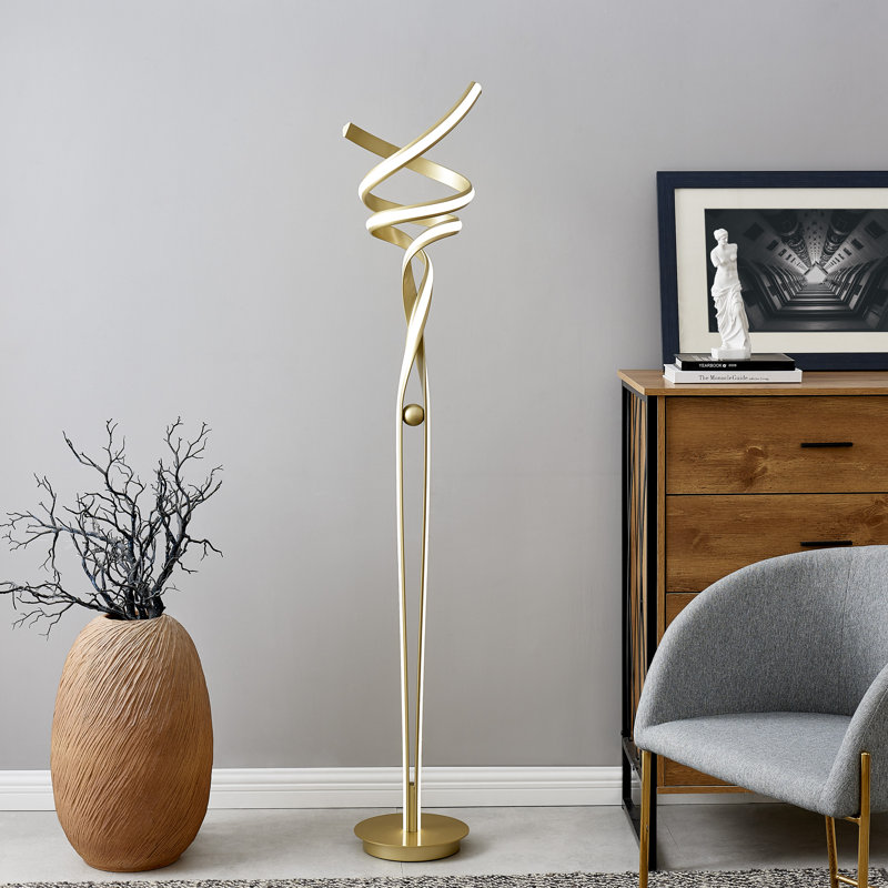 Etowah 63'' LED Novelty Floor Lamp, Gold