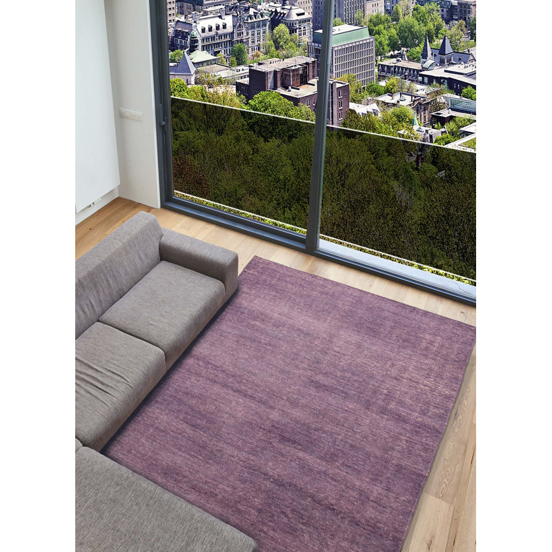 Tapis magenta en soie noué à la main 6 pi 4 po x 9 pi 10 po Loreto