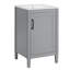 Meuble-lavabo gris de 20 po avec lavabo en céramique, porte à fermeture en douceur, tablette ajustable en forme de U, support de rangement pour porte, armoire autoportante moderne pour les petites salles de bain-230432477