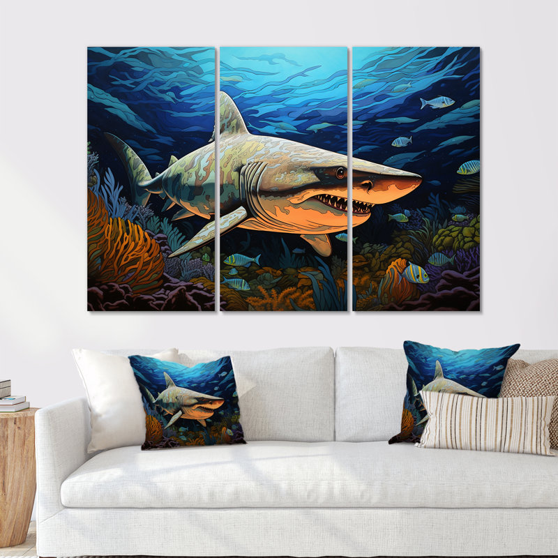 Bull Shark Depths Photography I - Shark Wall Decor Set, 32" H x 48" W