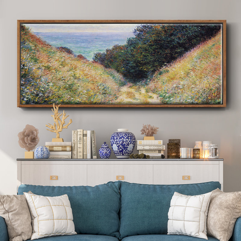 Toile encadrée «Pourville # 1» par Monet, H 20 po x l 50 po