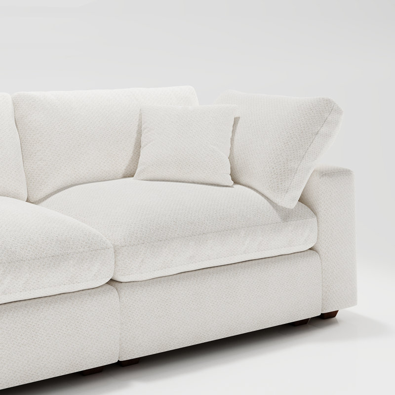 Canapé modulaire en L 120,5 po Abramson, Chenille blanche