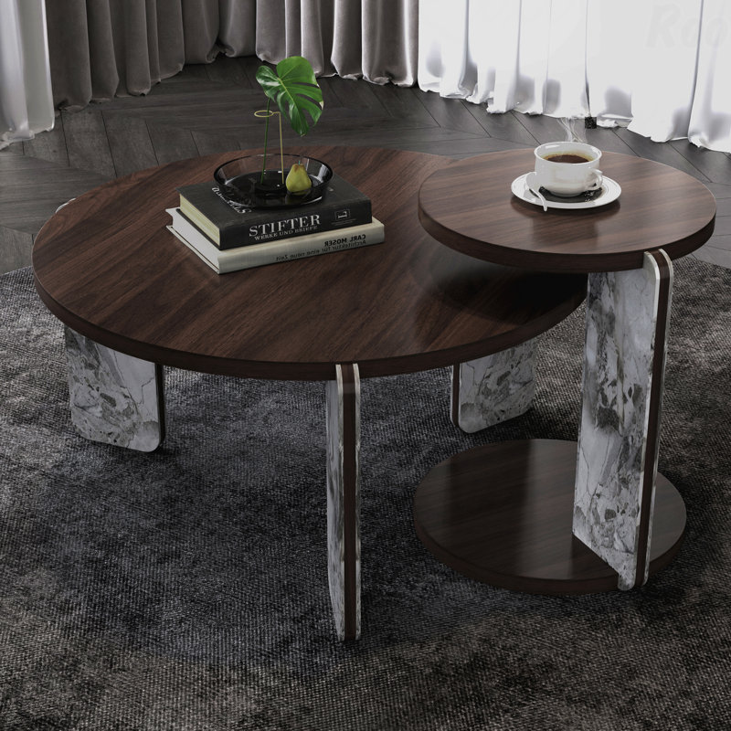 Table basse avec ensemble de tables de bout Modern, Noyer