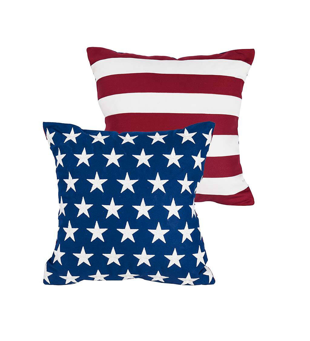 Plow & Hearth Indoor/Outdoor Star-Spangled Double-Sided Flag Pillow ...