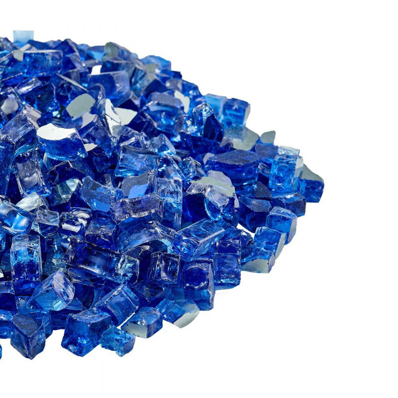 Roches de foyer en verre 10 po pour foyer d'extérieur 10 lb, H 3,78 po x l 11,18 po x P 8,98 po, Bleu de cobalt