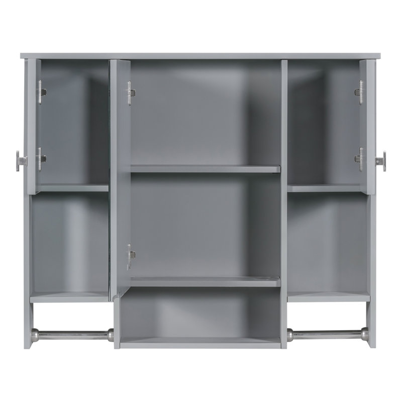 Wall Mounted Bathroom Storage Cabinet, 28.7" x 35", Gray