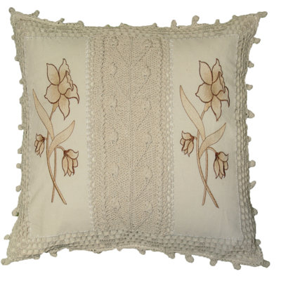 Braided Crochet Stripe/Floral Design Throw Pillow