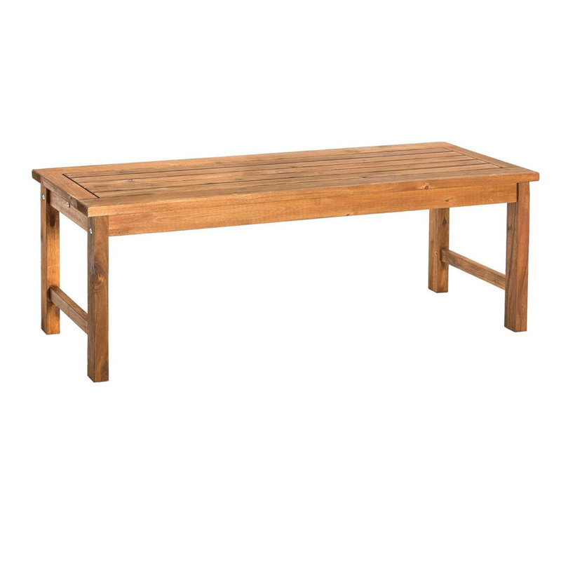 Solid Acacia Wood Outdoor Bench in Natural Brown Finish