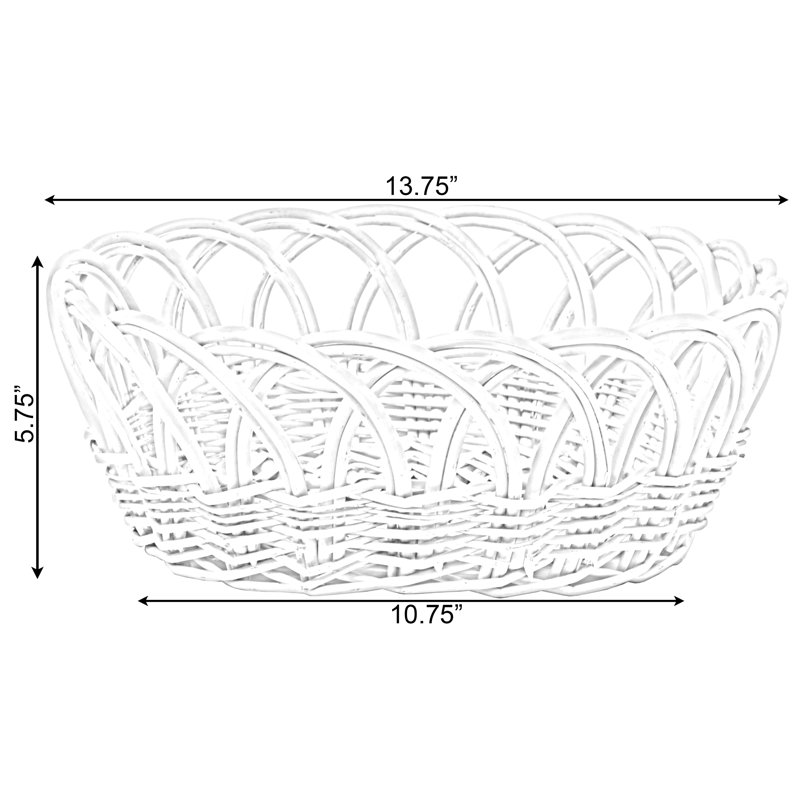 Bayou Breeze Wicker Decorative Basket, 6.25" H x 16" W x 16" D
