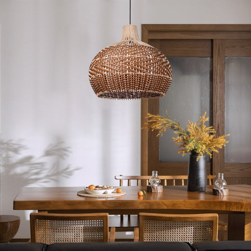 Luminaire suspendu dôme brun clair Boudica 1, H 17,71 po x l 19,68 po x P 19,68 po