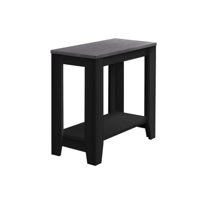 Rectangular Accent Table With Grey Wood Surface And Black Frame, Great For Den, Two - Tier Shelving Transitional Top 16 Lb Weight