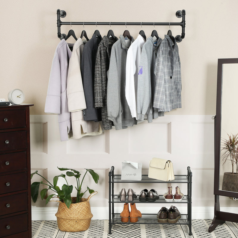 Holms 43.3'' Metal Industrial Pipe Clothing Rack