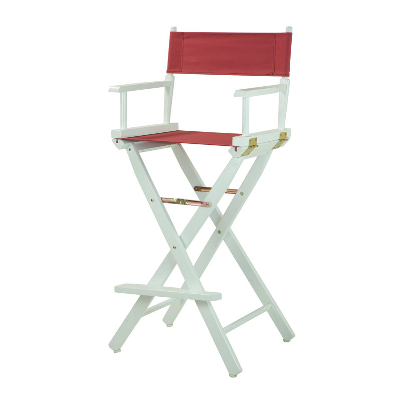 30" Folding Director Chair with Canvas, Burgundy, White