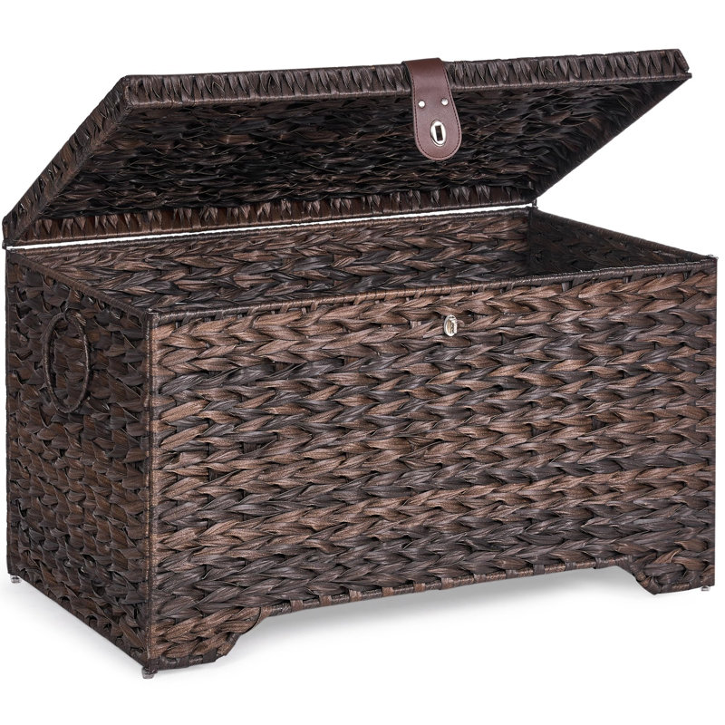 Coffret de rangement en osier tressé à la main de 165 L, Brun
