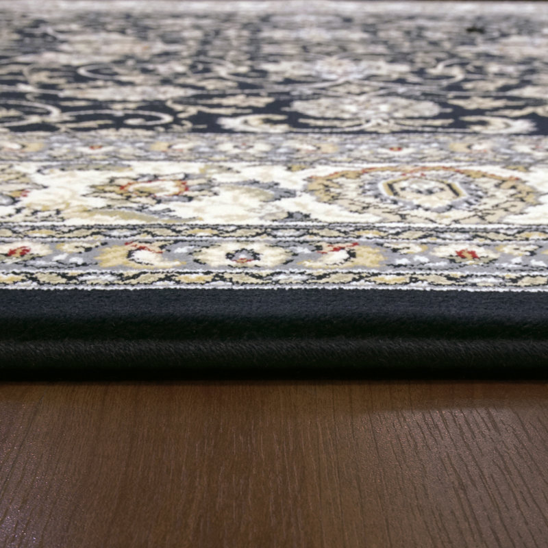 Tapis bleu/ivoire Attell, Ovale 6 pi 7 po x 9 pi 6 po