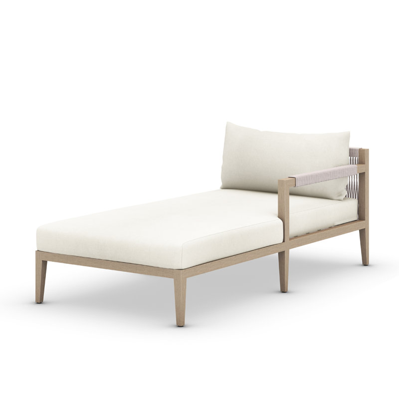 Sherwood Outdoor Chaise Lounge, Weathered Gray/Dark Gray, Polyester Blend Ivory