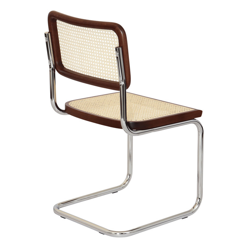 Walnut and Natural Cane Chrome Side Chair