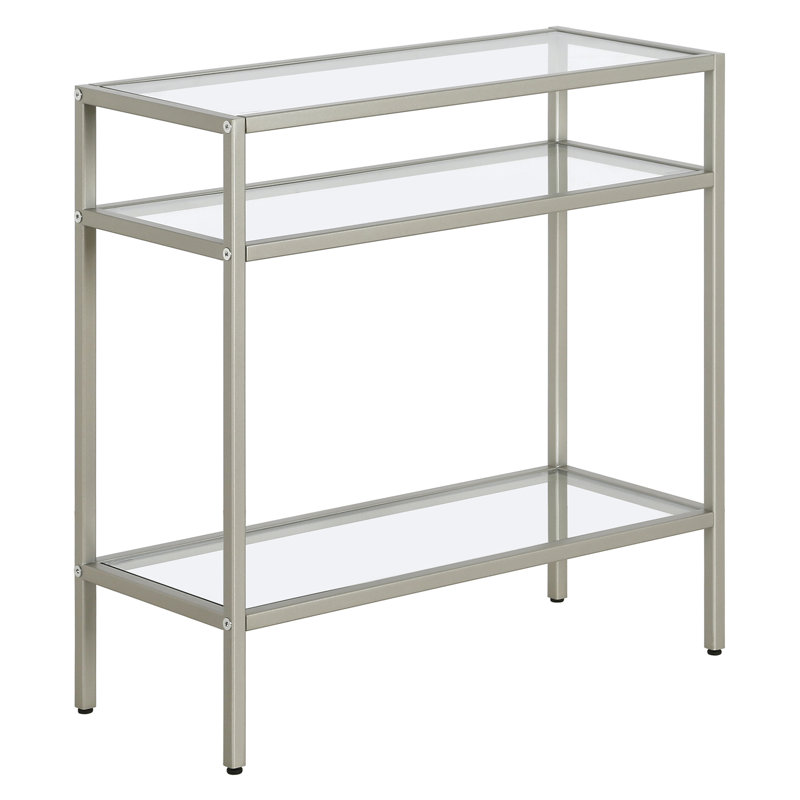 Glass Top End Table, Satin Nickel