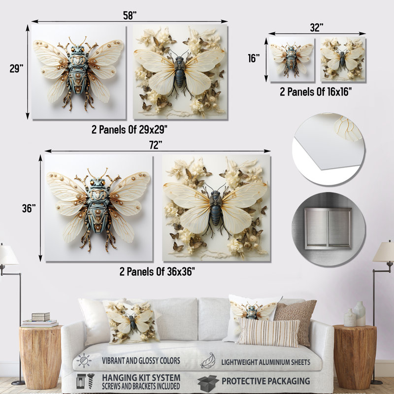 Captivating Moths Insect I - Insectes et insectes, H 36 po x l 72 po
