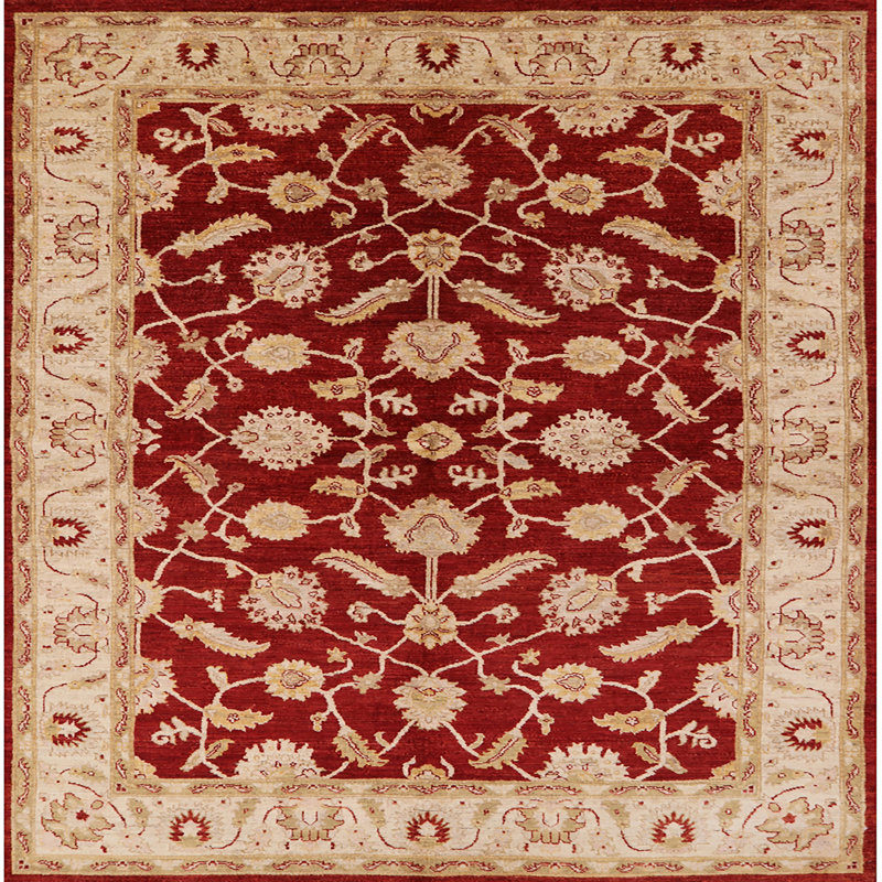 Tapis oriental rouge / beige Dadur, Carré 8 pi