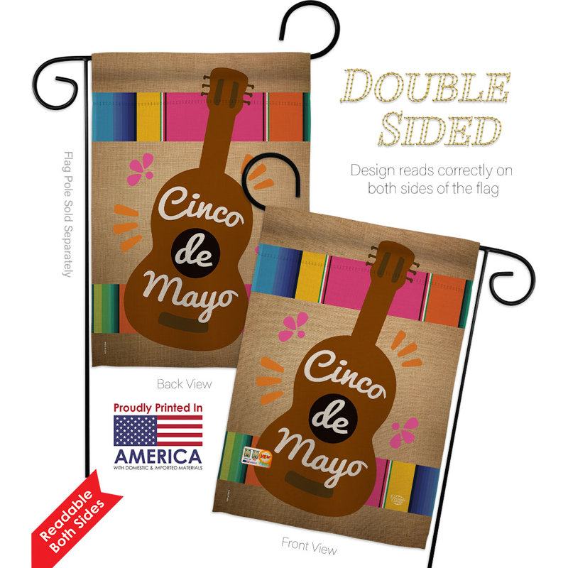 Double Sided 222'' H x 156'' W Polyester Cinco De Mayo Flag Set