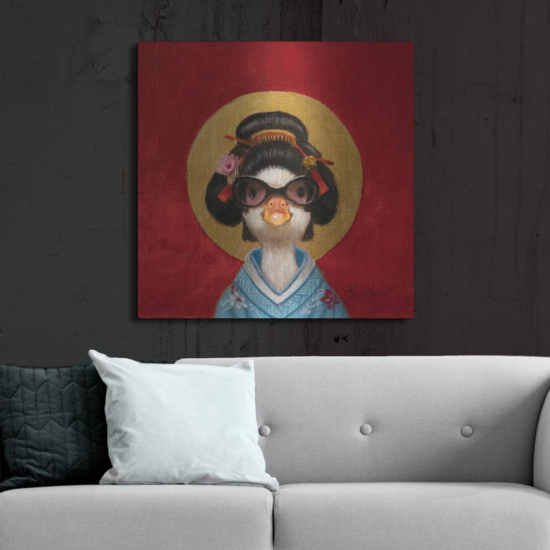 Art mural en métal Trinx «Geisha Duck» par Lucia Heffernan, H 36 po x l 36 po