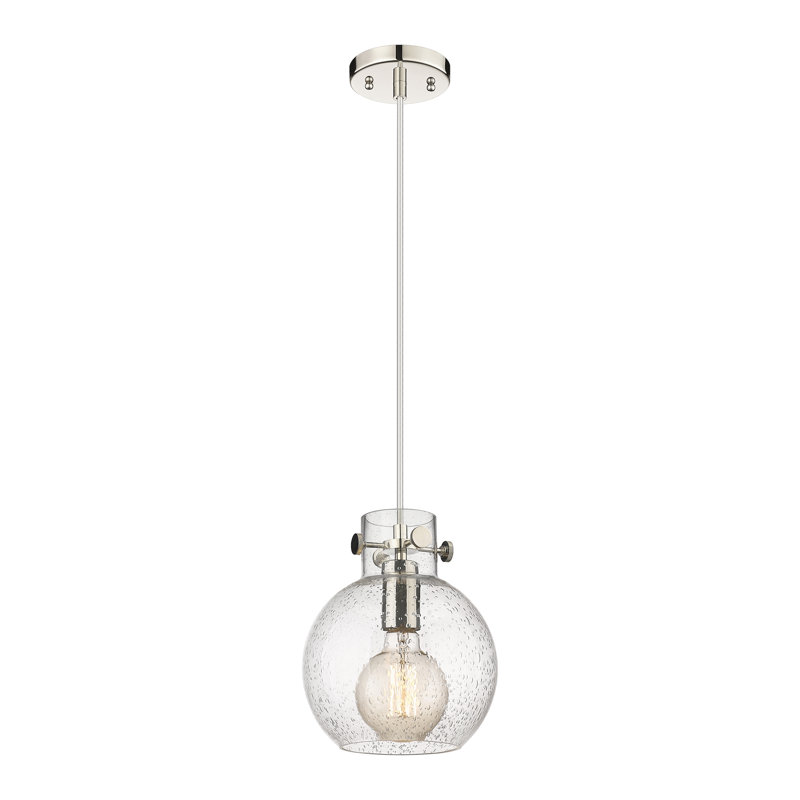 Luminaire suspendu 1 lumière Lantz, Grainé, H 9,13 po x l 8 po x P 8 po, Nickel poli