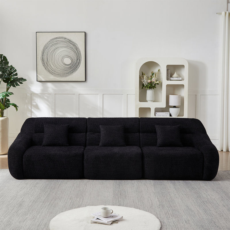 [Vidéo] Canapé modulaire de coin incurvé de luxe moderne de 123,2 pouces, Noir